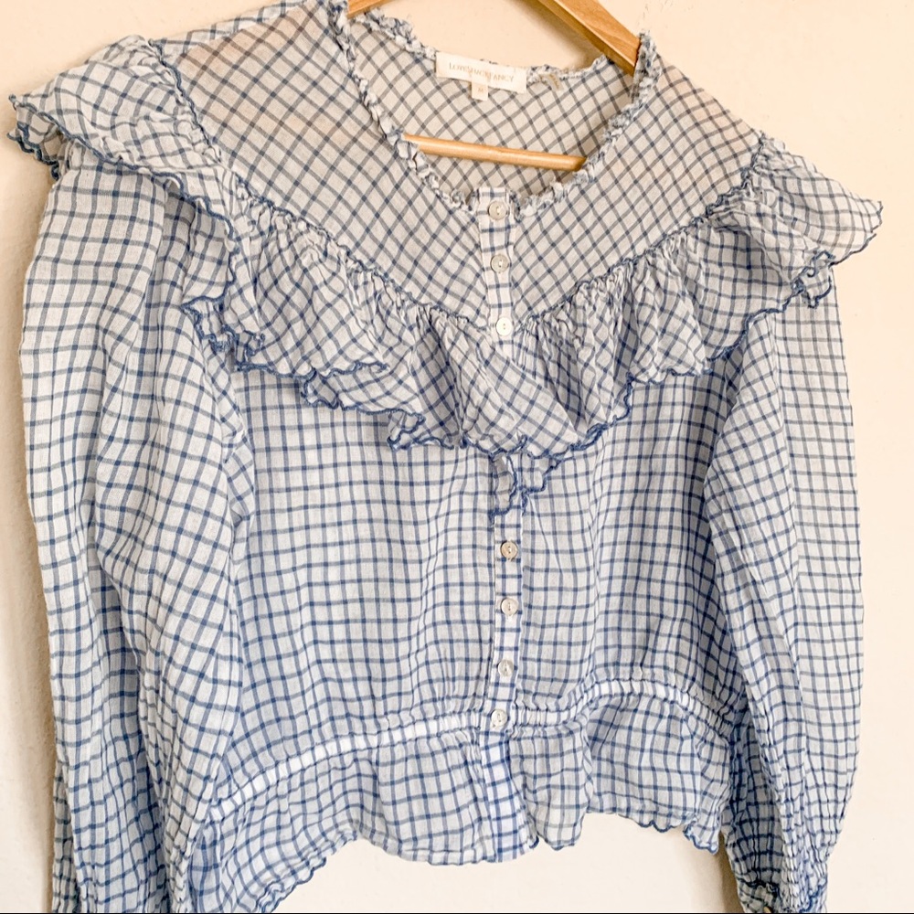 Loveshackfancy Blue Checkered Blouse - image 6